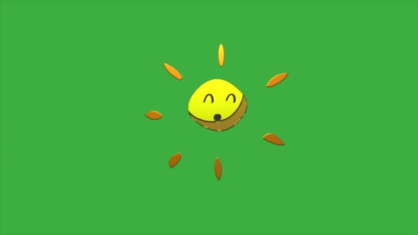 Yeşil Ekran Arkaplanındaki Bir Güneşin Video Animasyon Karikatürünü Döndür — Stok video