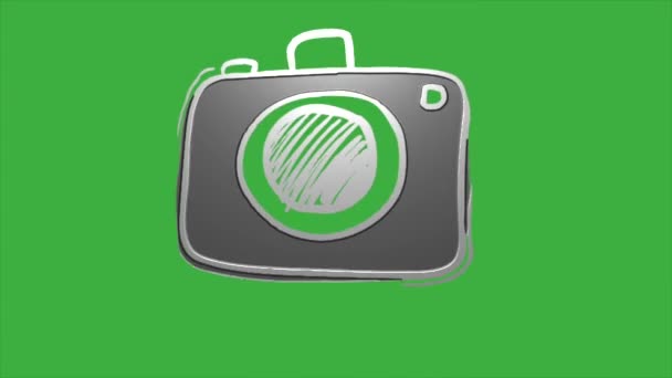 Цикл Видео Анимации Камеры Зеленом Фоне Экрана — стоковое видео