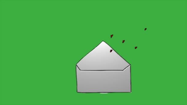 Loop Video Animation Ett Brev Med Kärlek Tecken Grön Skärm — Stockvideo