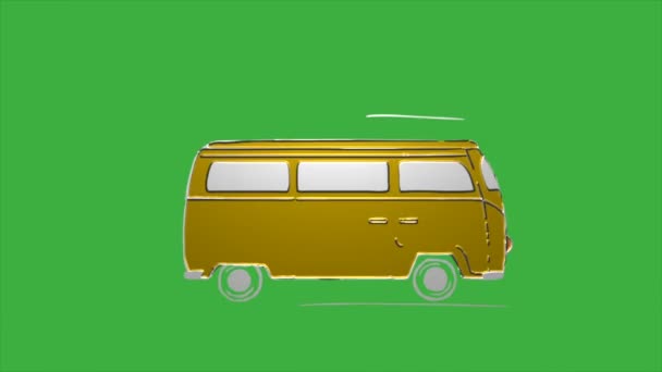 Loop Video Animation Ενός Αυτοκινήτου Φόντο Πράσινης Οθόνης — Αρχείο Βίντεο
