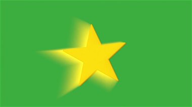 Yeşil ekran arka planında parlaklık ve hareket bulanıklığı olan animasyon video yıldızı 