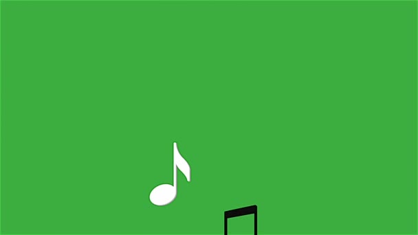 Κινούμενο Βίντεο Μουσικό Σύμβολο Πράσινο Φόντο Οθόνη — Αρχείο Βίντεο