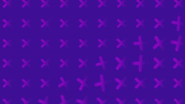 Animasyon video döngüsü X simgesi mor arkaplan üzerinde hareket ediyor 