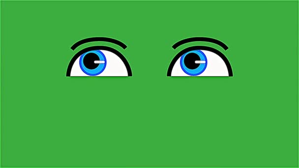 Animacja Wideo Oczu Poruszających Się Zielonym Tle Ekranu — Wideo stockowe