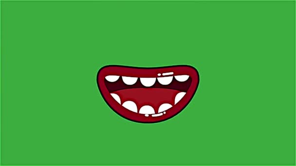 Βίντεο Animation Ενός Στόματος Που Κινείται Ένα Πράσινο Φόντο Οθόνη — Αρχείο Βίντεο
