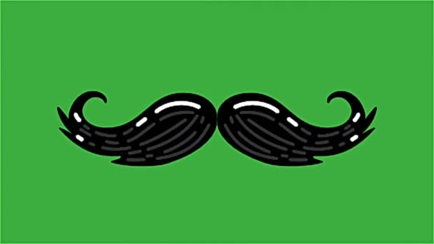 Animation Vidéo Une Moustache Déplaçant Sur Fond Vert — Video