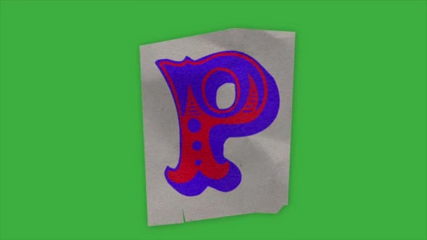 绿色屏幕背景下的动画视频回形纸字母 — 图库视频影像