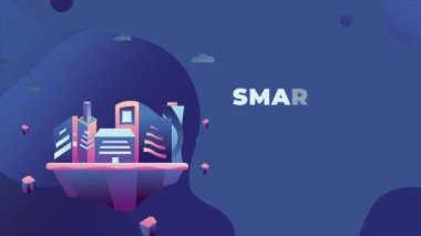 Gelecek akıllı şehir hakkında animasyon video döngüsü.