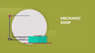 Araba tamiri hakkında animasyon video döngüsü çizgi filmi 