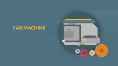 Araba tamiri hakkında animasyon video döngüsü çizgi filmi 