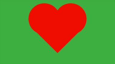 Yeşil ekran arkaplanındaki animasyon video döngü kalbi