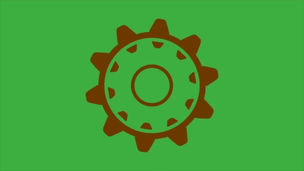 Animation Video Loop Gear Green Screen Background — Stock Video