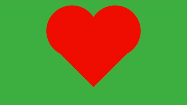 Yeşil Ekran Arkaplanındaki Animasyon Video Döngü Kalbi — Stok video