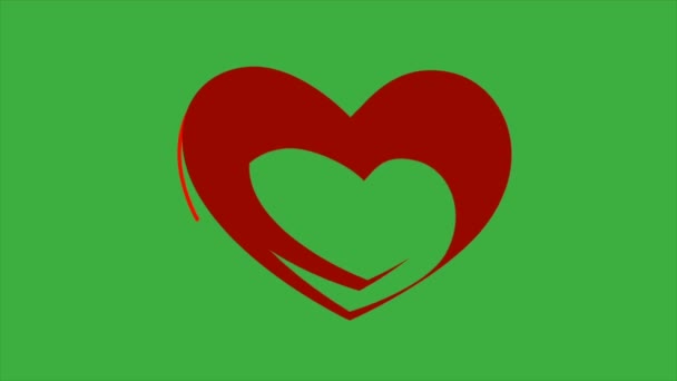 Анімаційне Відео Серце Фоні Зеленого Екрану — стокове відео