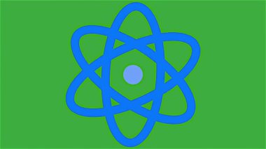 Yeşil ekran arkaplanındaki animasyon videosu atomik işareti 