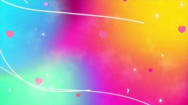 Gradyan renk ve aşk simgesinin hareket ettiği canlandırma videosu soyut arkaplanı