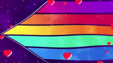 Animasyon video soyut arkaplan ile aşk işareti mor arkaplan üzerinde hareket