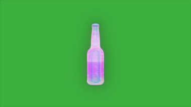 Animasyon video döngüsü hologram şişe suyu yeşil ekran arka planında hareket ediyor