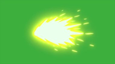 Animasyon video döngüsü yeşil ekran arka planında namlu alevi elementi 