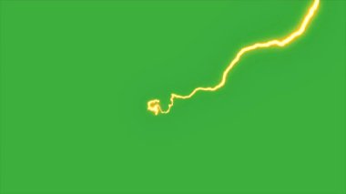 Animasyon video döngüsü yeşil ekran arka planında elektrik şimşeği 