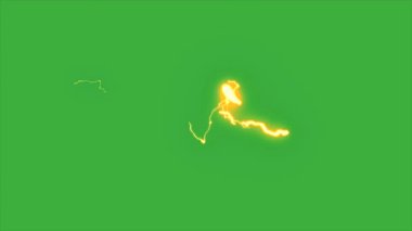 Animasyon video döngüsü yeşil ekran arka planında elektrik şimşeği 
