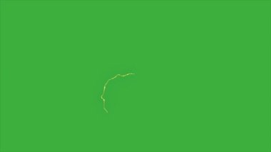 Animasyon video döngüsü yeşil ekran arka planında elektrik şimşeği 