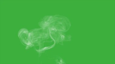 Yeşil ekran arka planında hareket eden canlandırma video duman elemanı efekti 