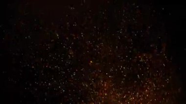 Gerçekçi yüzen közler siyah ekran arkaplanındaki parçacıkları yakar. Bu element etkisini görüntülerin karışım modu üzerinde kullanabilirsiniz. .