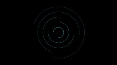 Hareket eden animasyon video çemberi siyah ekran arkaplanı üzerinde döner 