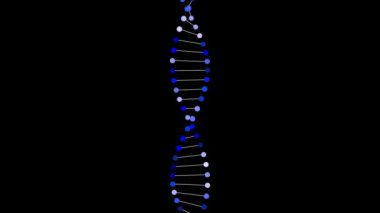 Siyah ekranda hareket eden canlandırma video DNA işareti