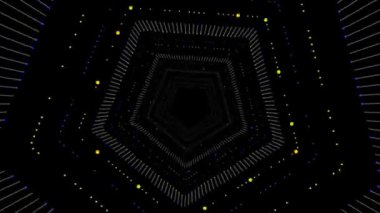Animasyon video bilimkurgu Pentagon tüneli siyah ekran arka planında ilerliyor