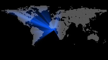  Siyah ekran arkaplanındaki animasyon video dünya haritası