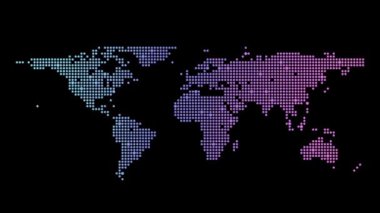 Siyah arkaplanda animasyon video dünya haritası 