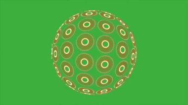 Yeşil ekran arkaplanı üzerinde hareket eden canlandırma videosu soyut küre işareti
