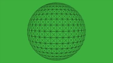 Yeşil ekran arkaplanı üzerinde hareket eden canlandırma videosu soyut küre işareti