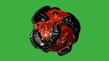 Canlandırma videosu 3d soyut küre yeşil ekran arkaplanı üzerinde hareket ediyor 
