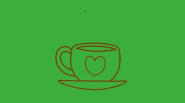 Yeşil ekran arka planında hareket eden video animasyon sıcak içecek cam levhası döngüsü 