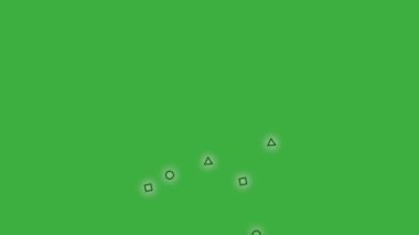 Görüntü canlandırma şekli, üçgen, çember yeşil ekran arkaplanı üzerinde hareket ediyor 