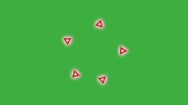 Yeşil ekran arka planında hareket eden video canlandırma üçgeni döngüsü