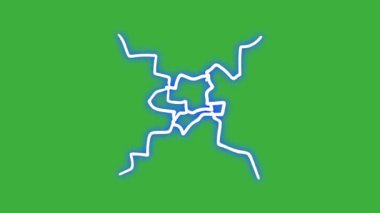 Yeşil ekran arka planında hareket eden video animasyon çizgi filmi elektrik döngüsü