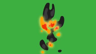 Yeşil ekran arka planında hareket eden video animasyon çizgi film enerji elemanı efekti döngüsü