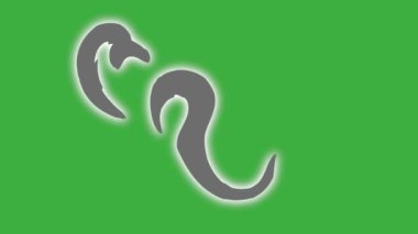 Yeşil ekran arkaplanında hareket eden video animasyon çizgi film duman element efekti döngüsü