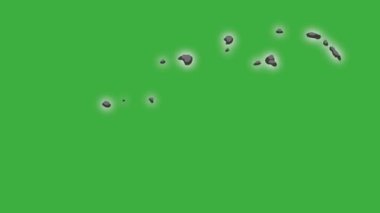 Yeşil ekran arkaplanında hareket eden video animasyon çizgi film duman element efekti döngüsü