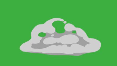 Yeşil ekran arkaplanında hareket eden video animasyon çizgi film duman element efekti döngüsü