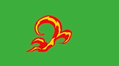 Yeşil ekran arka planında hareket eden video animasyon çizgi film yangını döngüsü
