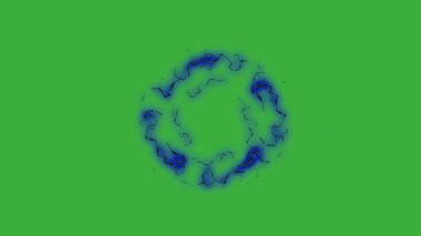Yeşil ekran arkaplanında hareket eden video animasyon karikatür elektrik element efekti döngüsü
