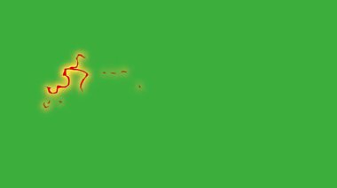 Yeşil ekran arkaplanında hareket eden video animasyon karikatür elektrik element efekti döngüsü
