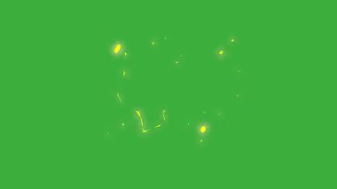 Yeşil ekran arka planında hareket eden video animasyon çizgi film enerji elemanı efekti döngüsü