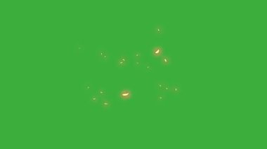 Yeşil ekran arka planında hareket eden video animasyon çizgi film enerji elemanı efekti döngüsü