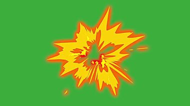 Yeşil ekran arka planında hareket eden video animasyon çizgi film enerji elemanı efekti döngüsü